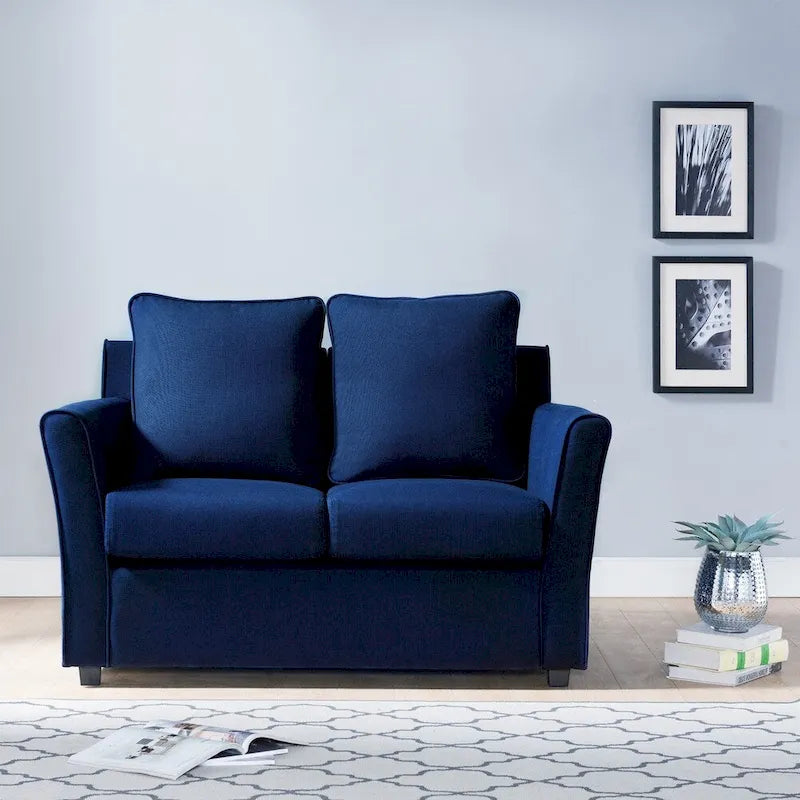 Contemporary Flared-Arm Loveseat with Pocket Coil Springs