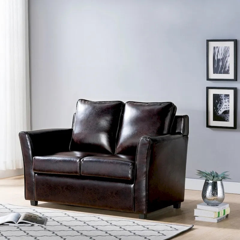 Contemporary Flared-Arm Loveseat with Pocket Coil Springs