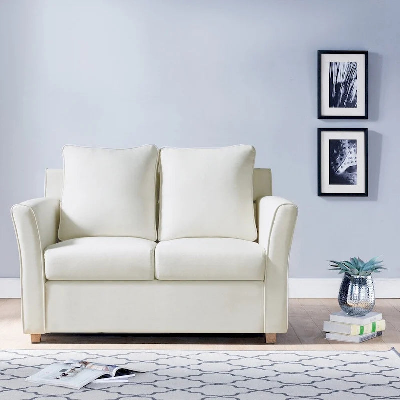 Contemporary Flared-Arm Loveseat with Pocket Coil Springs