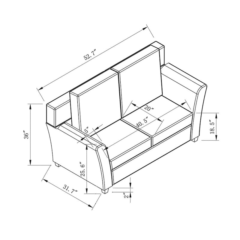 Contemporary Flared-Arm Loveseat with Pocket Coil Springs