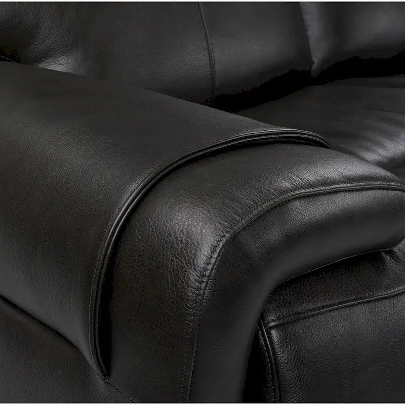 Top Grain Leather Power Reclining Loveseat with Adjustable Headrest, Lumbar and USB Charging