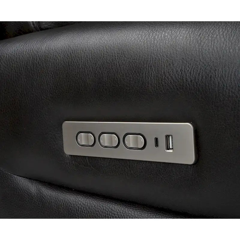 Top Grain Leather Power Reclining Loveseat with Adjustable Headrest, Lumbar and USB Charging