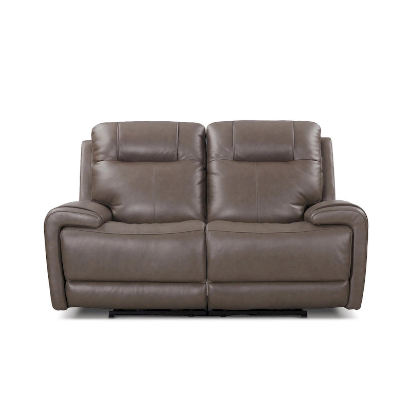 Top Grain Leather Power Reclining Loveseat with Adjustable Headrest, Lumbar and USB Charging