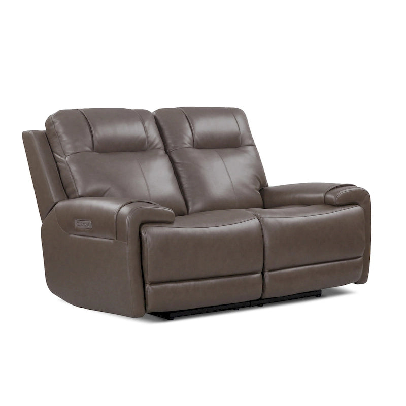 Top Grain Leather Power Reclining Loveseat with Adjustable Headrest, Lumbar and USB Charging