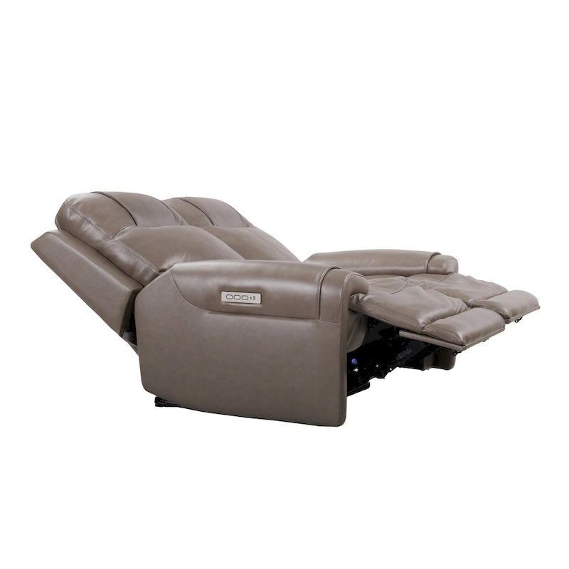 Top Grain Leather Power Reclining Loveseat with Adjustable Headrest, Lumbar and USB Charging