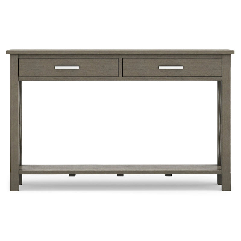 Solid Wood Console Sofa Table with 2 Drawers and Bottom Shelf