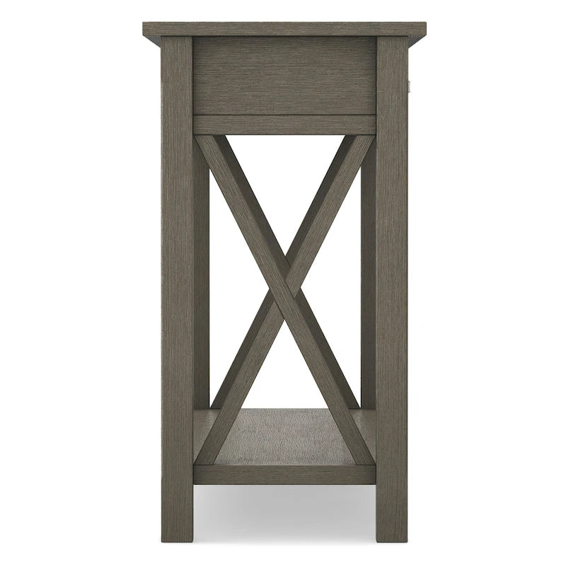 Solid Wood Console Sofa Table with 2 Drawers and Bottom Shelf