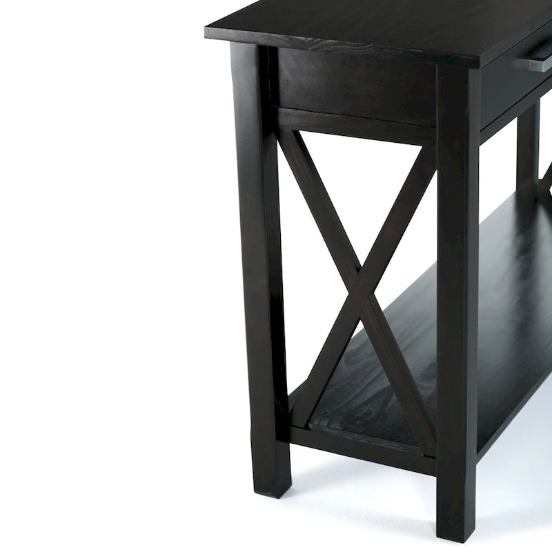 Solid Wood Console Sofa Table with 2 Drawers and Bottom Shelf