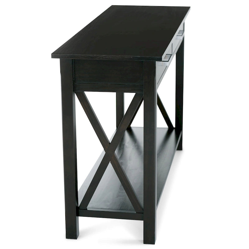 Solid Wood Console Sofa Table with 2 Drawers and Bottom Shelf