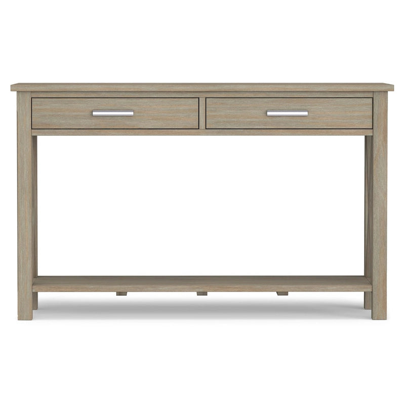 Solid Wood Console Sofa Table with 2 Drawers and Bottom Shelf