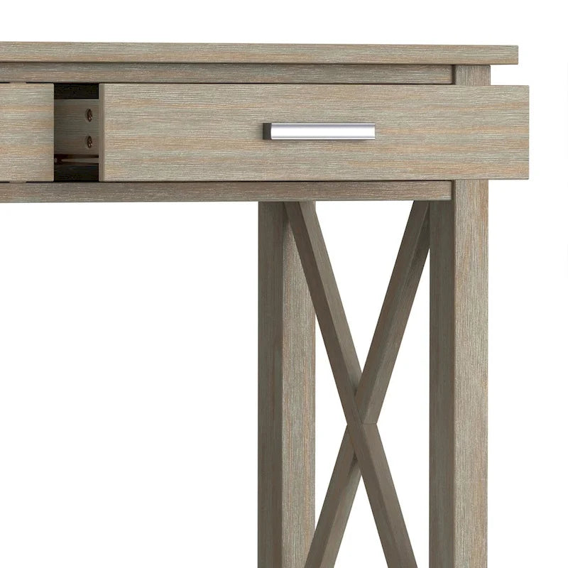 Solid Wood Console Sofa Table with 2 Drawers and Bottom Shelf