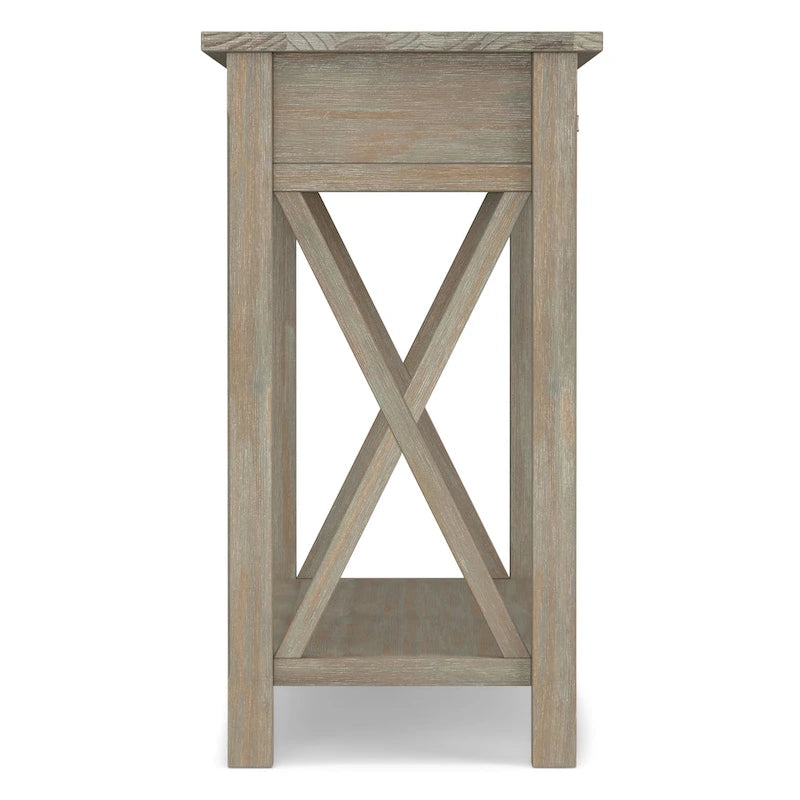 Solid Wood Console Sofa Table with 2 Drawers and Bottom Shelf