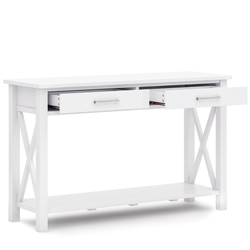 Solid Wood Console Sofa Table with 2 Drawers and Bottom Shelf