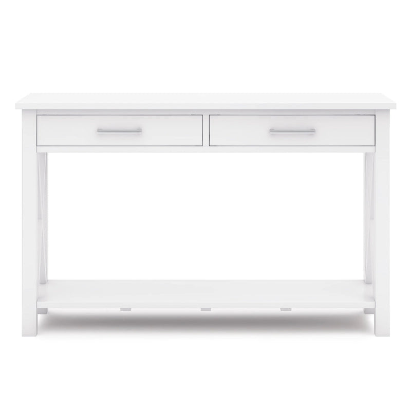 Solid Wood Console Sofa Table with 2 Drawers and Bottom Shelf