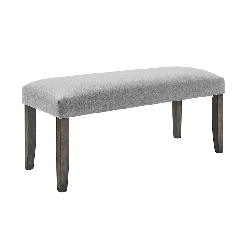 Distressed Grey Upholstered Dining Bench with Memory Foam Seat
