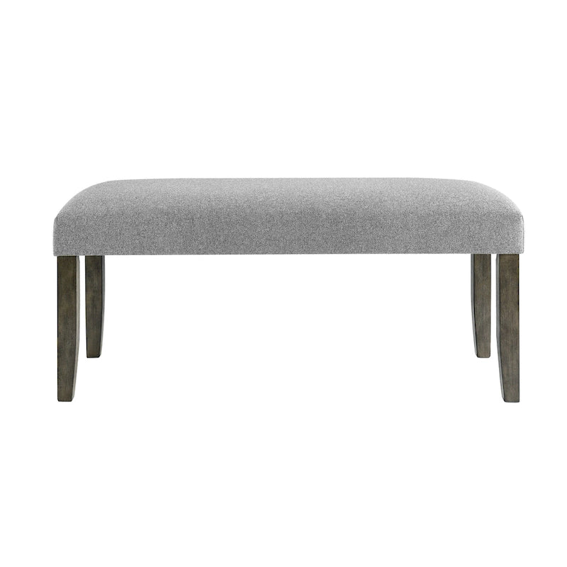 Distressed Grey Upholstered Dining Bench with Memory Foam Seat