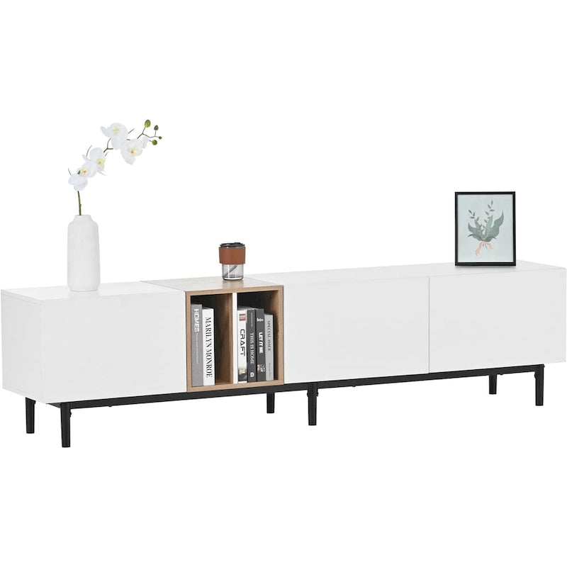Modern TV Stand with Drop-Down Doors & Large Storage Cabinet