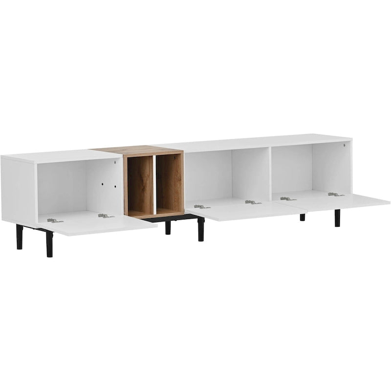 Modern TV Stand with Drop-Down Doors & Large Storage Cabinet