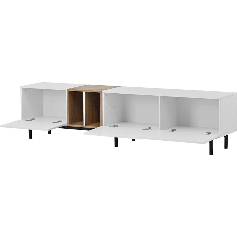Modern TV Stand with Drop-Down Doors & Large Storage Cabinet