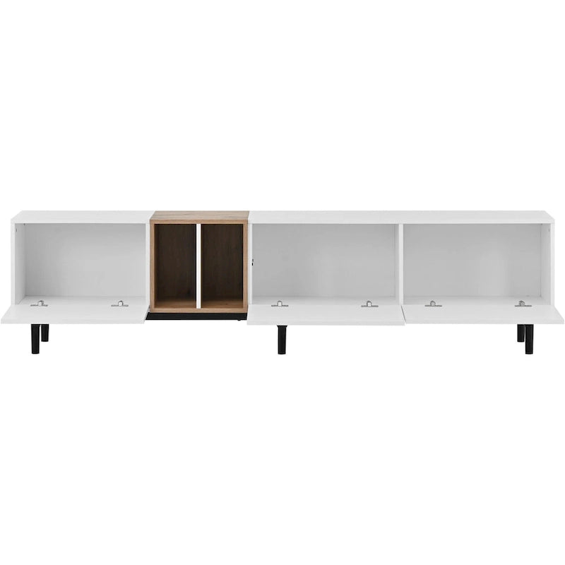 Modern TV Stand with Drop-Down Doors & Large Storage Cabinet