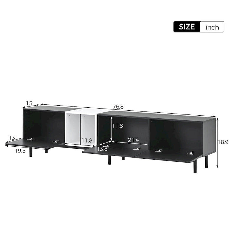 Modern TV Stand with Drop-Down Doors & Large Storage Cabinet