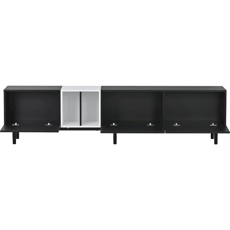 Modern TV Stand with Drop-Down Doors & Large Storage Cabinet