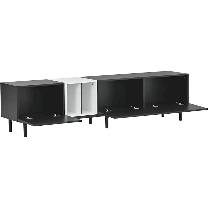 Modern TV Stand with Drop-Down Doors & Large Storage Cabinet