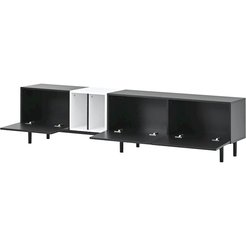Modern TV Stand with Drop-Down Doors & Large Storage Cabinet