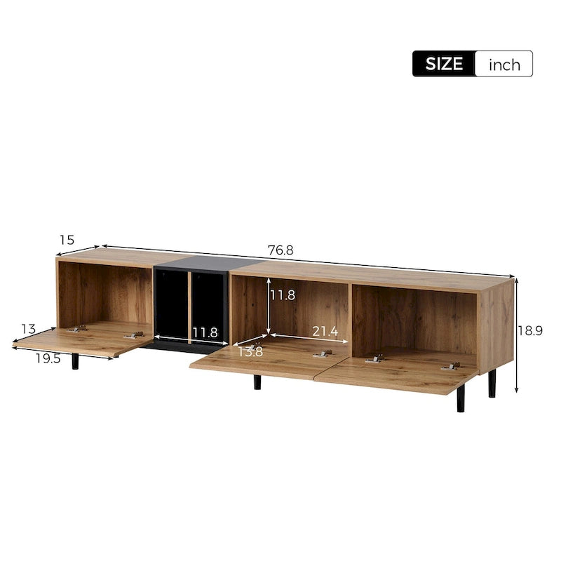 Modern TV Stand with Drop-Down Doors & Large Storage Cabinet