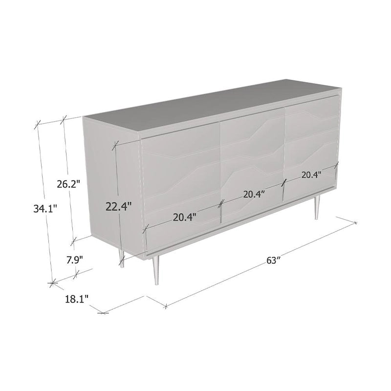 High-Gloss Modern Sideboard Buffet Cabinet