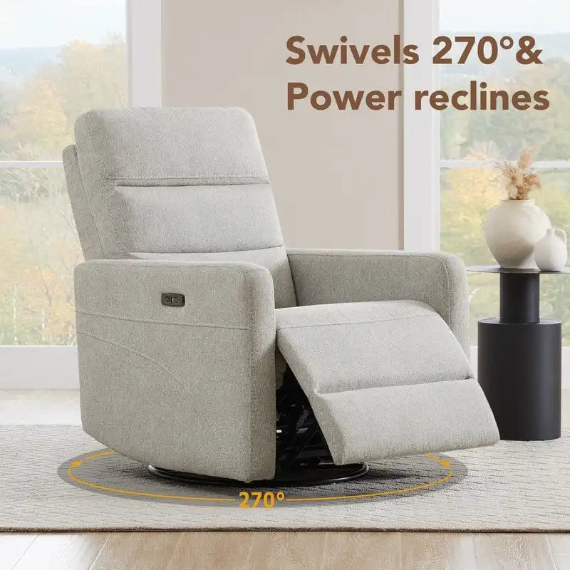 Power Swivel Recliner Chair with USB Charging Ports and Headrest