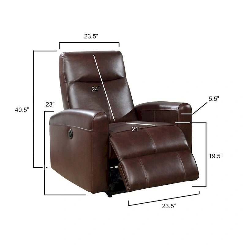 Leather Power Recliner Chair with Built-In Lumbar Massage