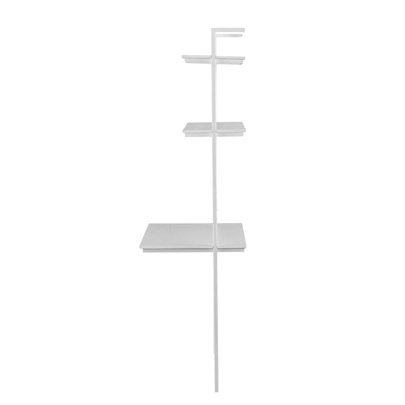 White Wall-Mounted Floating Desk with Hutch Shelves