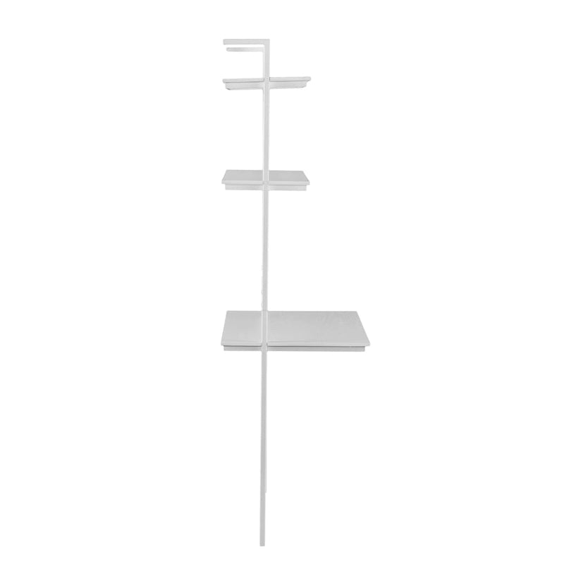 White Wall-Mounted Floating Desk with Hutch Shelves