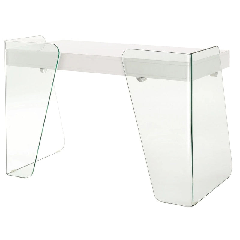 Modern Glass-Top Office Desk with 2 Soft-Close Drawers