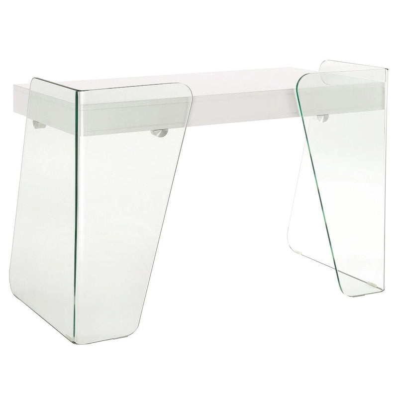 Modern Glass-Top Office Desk with 2 Soft-Close Drawers