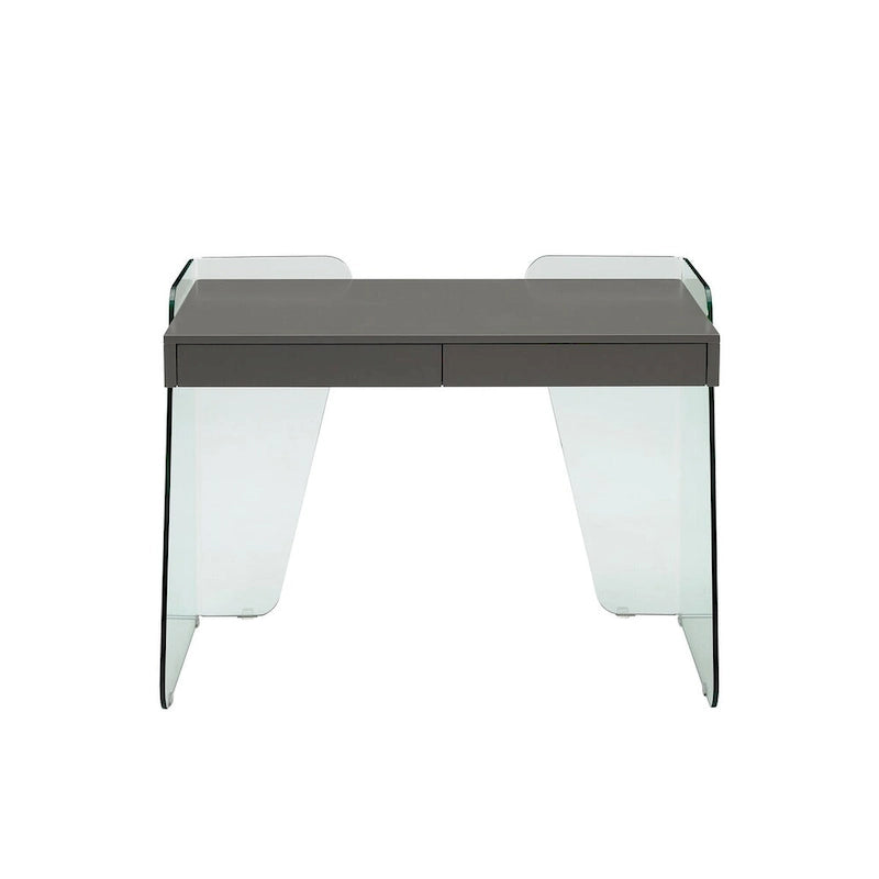 Modern Glass-Top Office Desk with 2 Soft-Close Drawers
