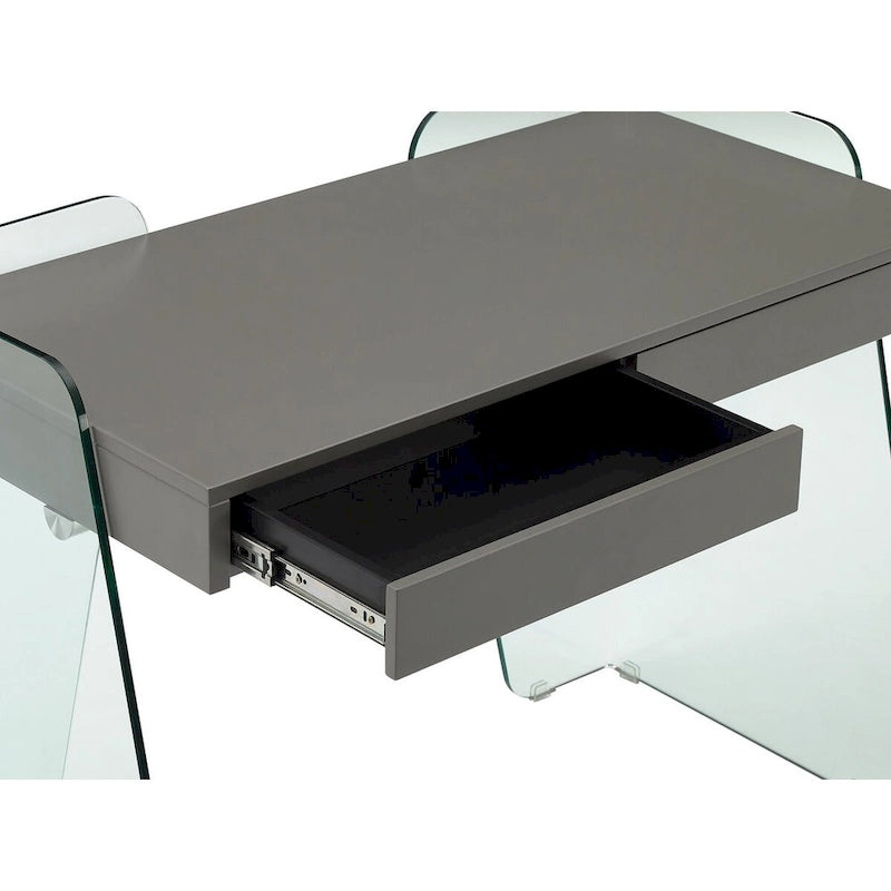 Modern Glass-Top Office Desk with 2 Soft-Close Drawers
