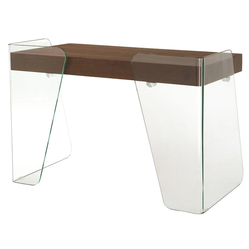 Modern Glass-Top Office Desk with 2 Soft-Close Drawers