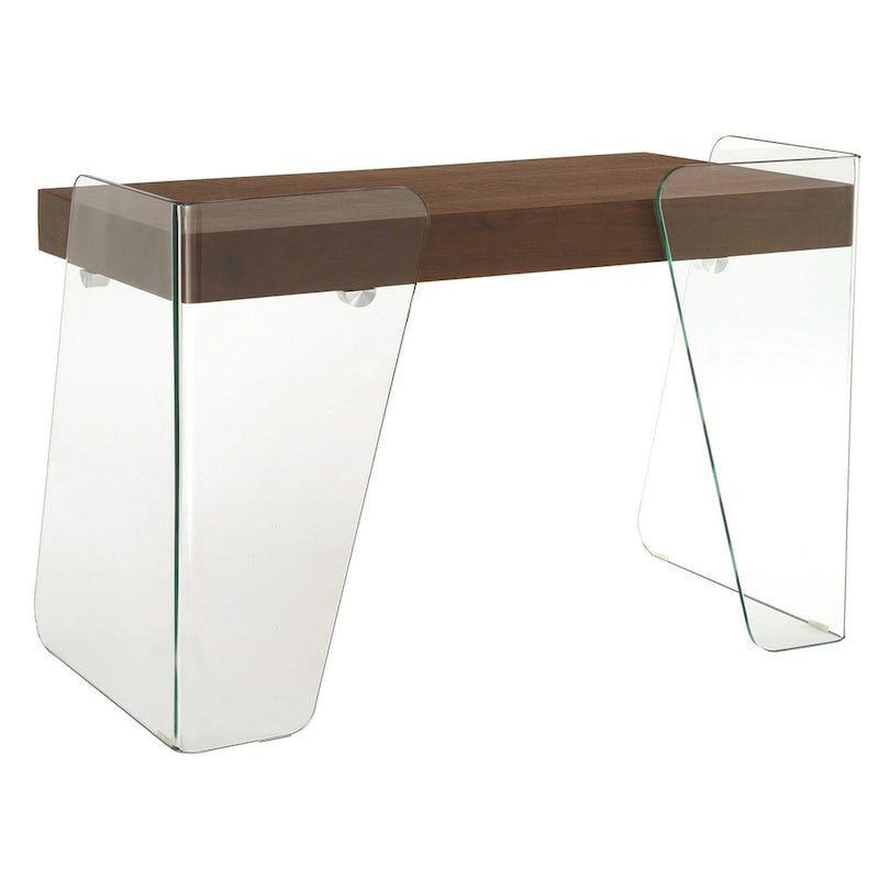 Modern Glass-Top Office Desk with 2 Soft-Close Drawers
