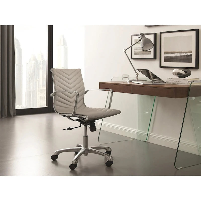 Modern Glass-Top Office Desk with 2 Soft-Close Drawers