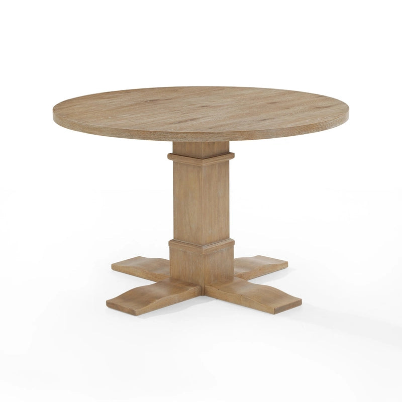 Rustic Brown Round Pedestal Dining Table – Seats 4