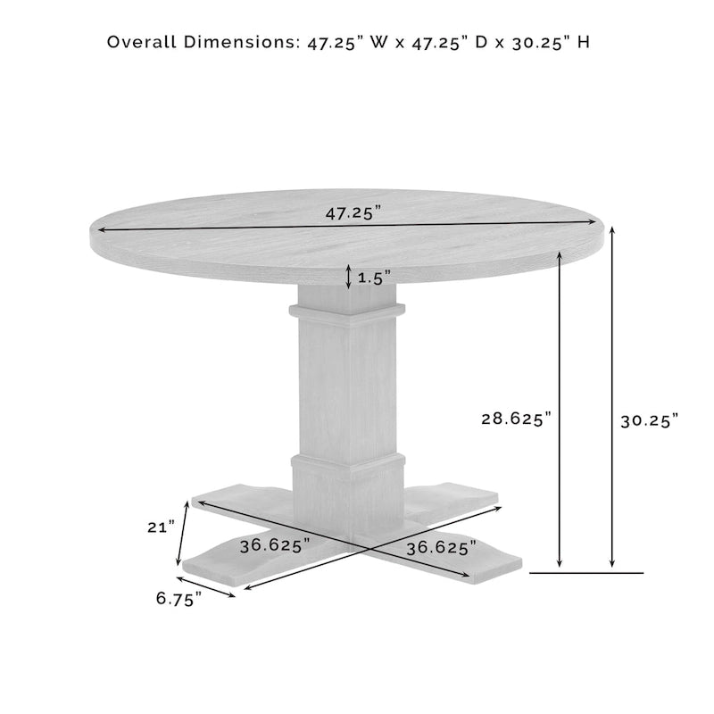 Rustic Brown Round Pedestal Dining Table – Seats 4