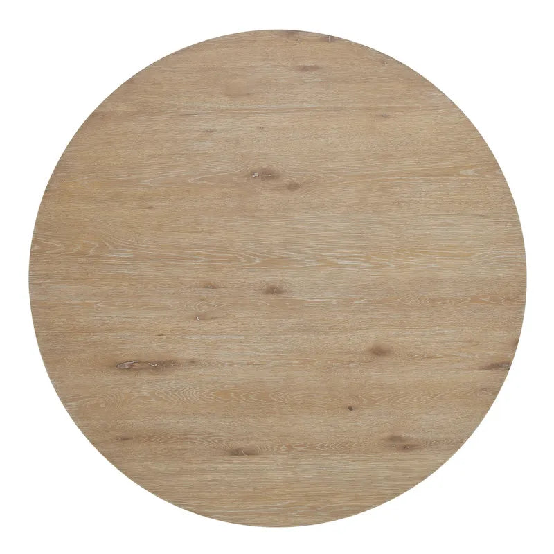 Rustic Brown Round Pedestal Dining Table – Seats 4