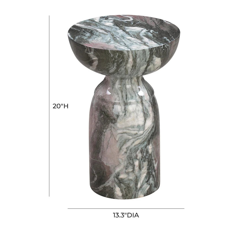 Grey and Blush Marble Side Table