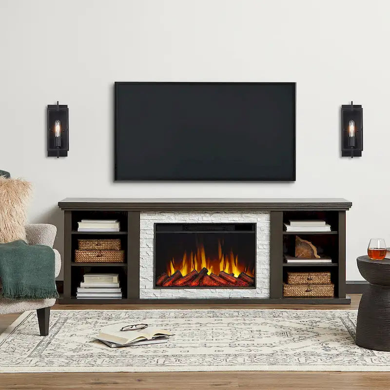 72" Electric Fireplace TV Stand with Adjustable Shelves & Remote