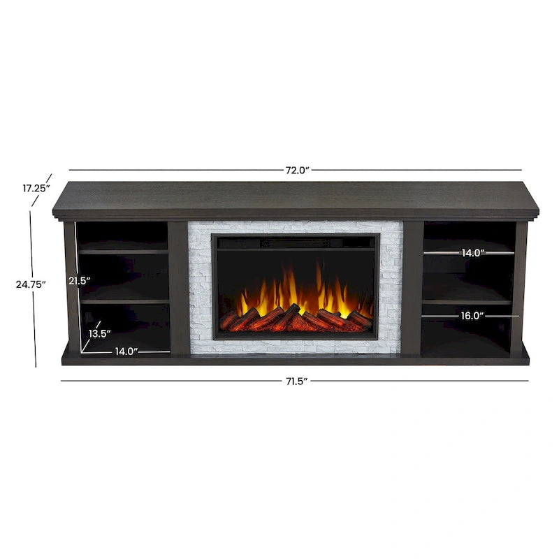 72" Electric Fireplace TV Stand with Adjustable Shelves & Remote