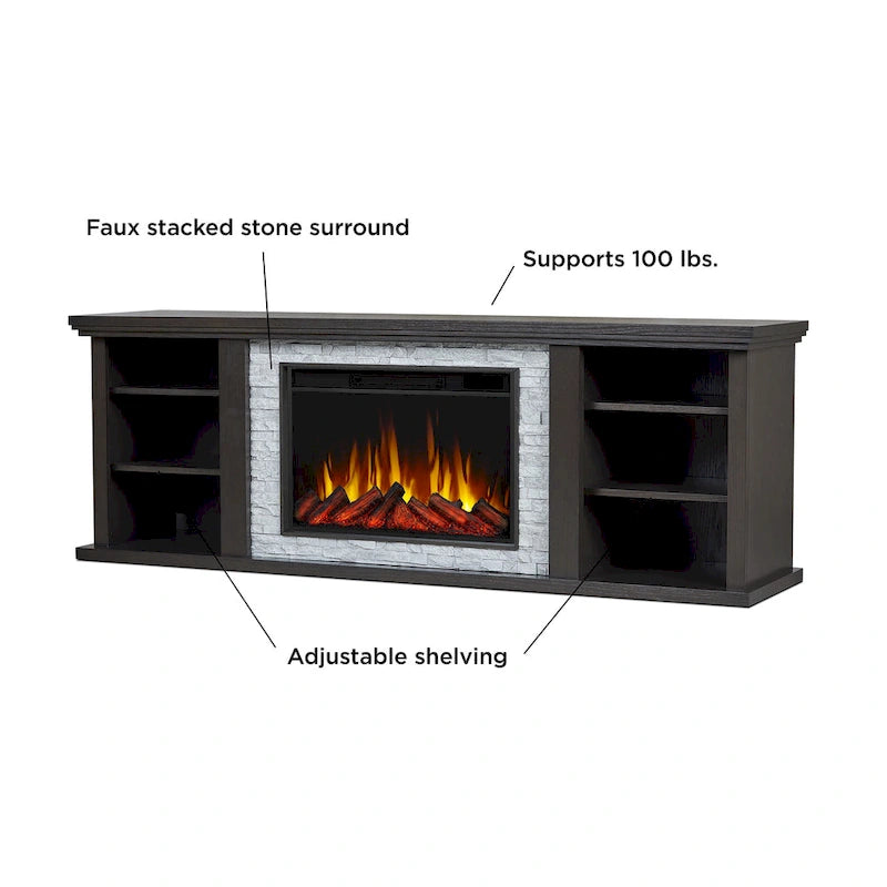 72" Electric Fireplace TV Stand with Adjustable Shelves & Remote
