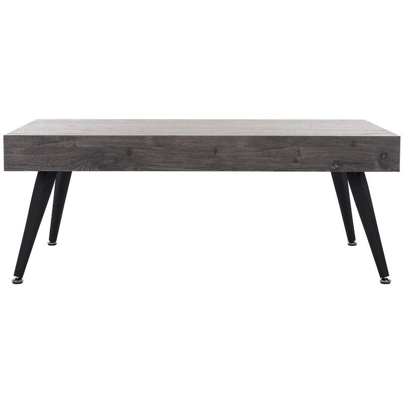 Mid-Century Modern Rectangular Coffee Table with Metal Legs
