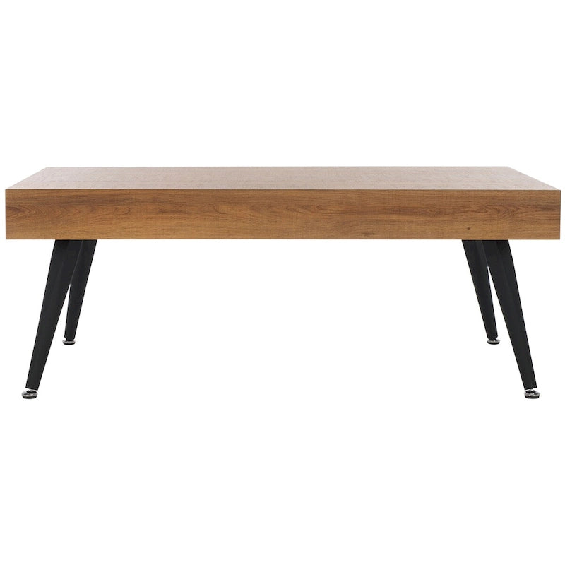 Mid-Century Modern Rectangular Coffee Table with Metal Legs